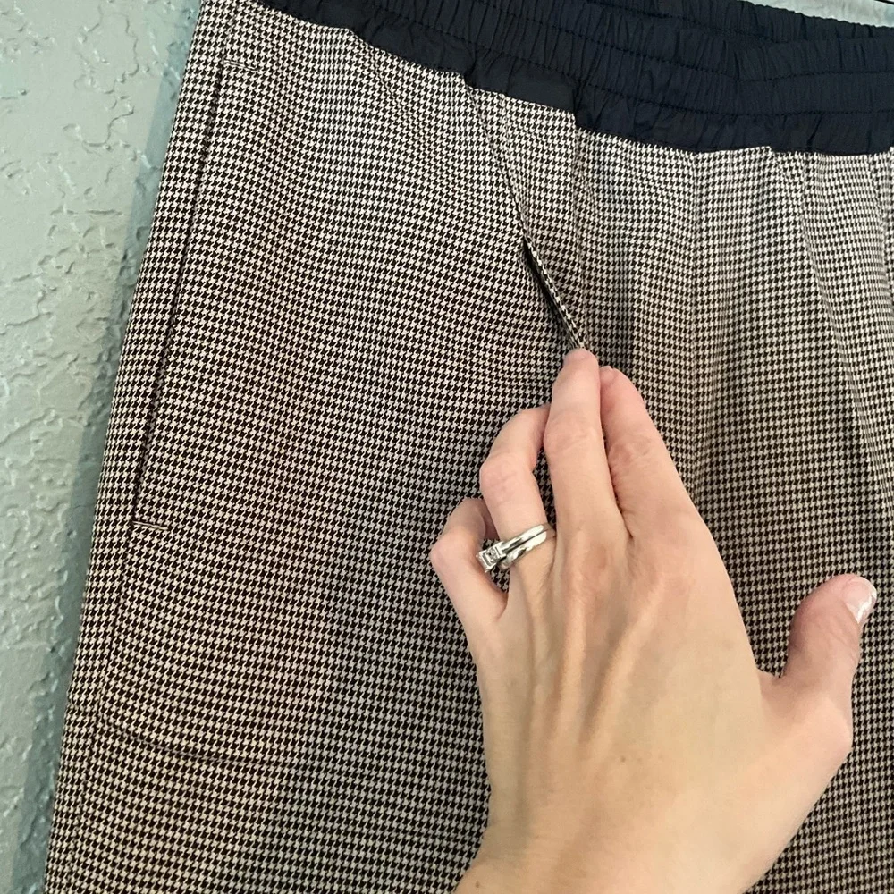 Thakoon Brown Houndstooth Straight Leg Pull On Trouser Pants Size 0